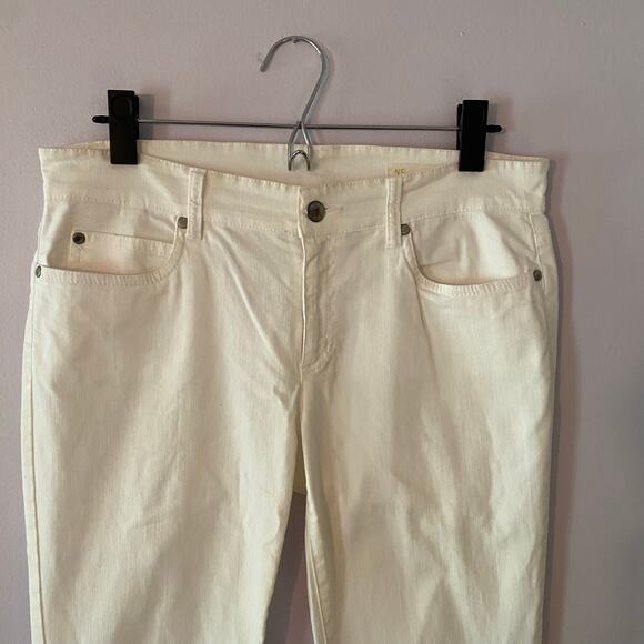 Eileen Fisher White Jeans Pants Mid Rise Skinny Tapered Straight Women's size 8 - Picture 3 of 13